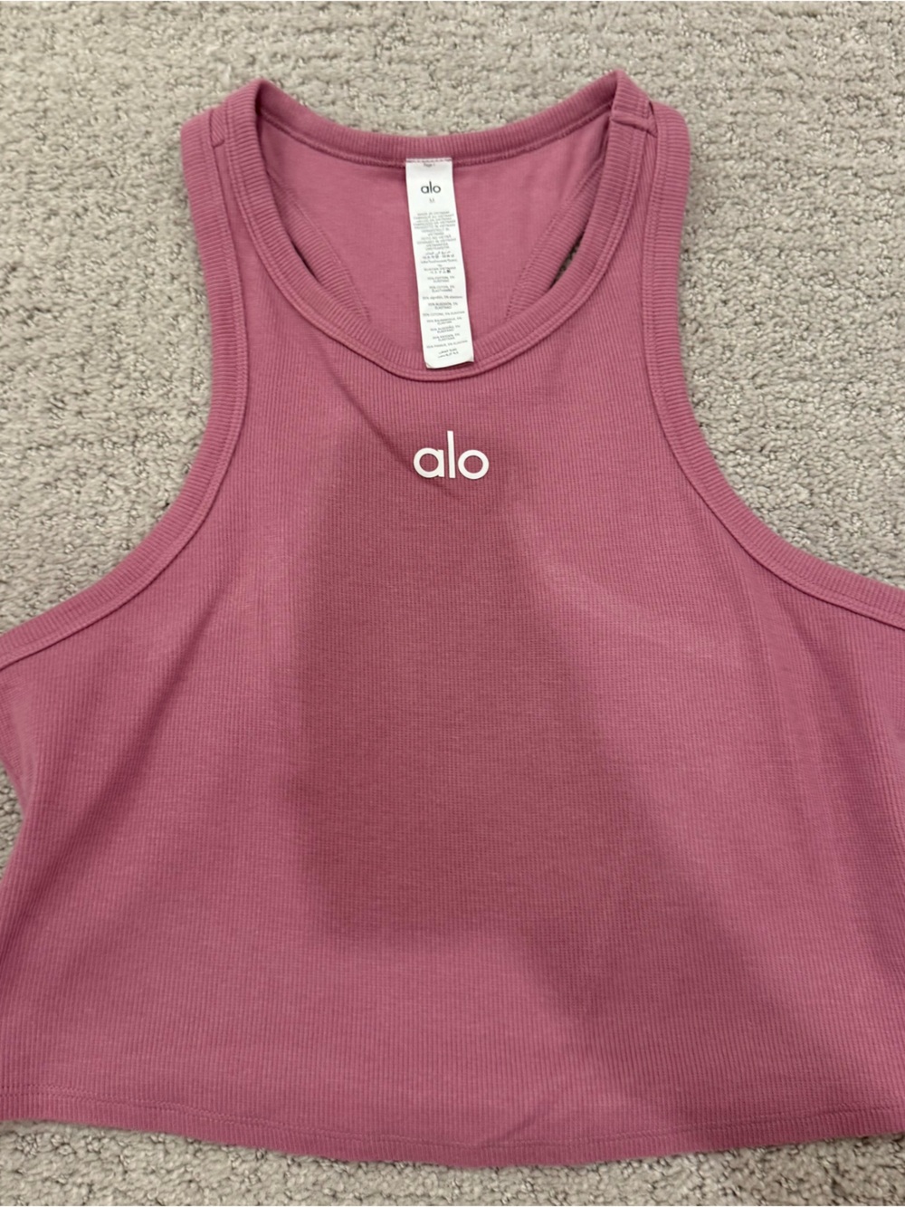 ALO Yoga Kids Ribbed One-Piece Tank in Mauve Pink